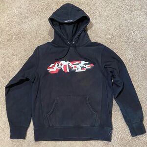 Supreme Delta Logo Hoodie Sweatshirt Pullover Mens Sz Medium Black Thick Cotton